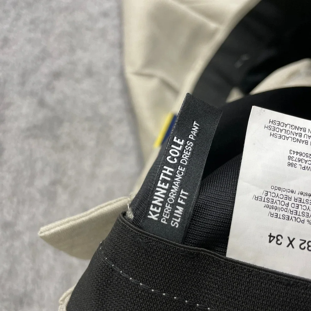 NEW Kenneth Cole Reaction Men's 32x34 Tan Slim Fit Performance Dress Pants